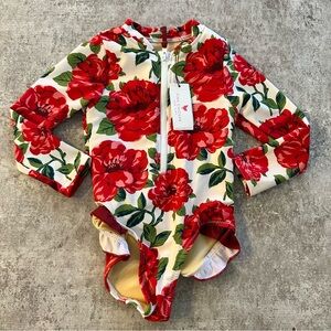 NWT 2y Pink Chicken Red Peony swimsuit